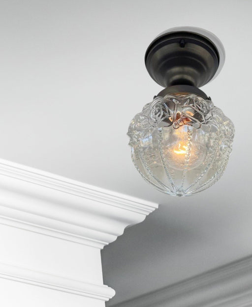 Embossed Flush Mount Globe Antique Ceiling Light Glass - Sweatfully