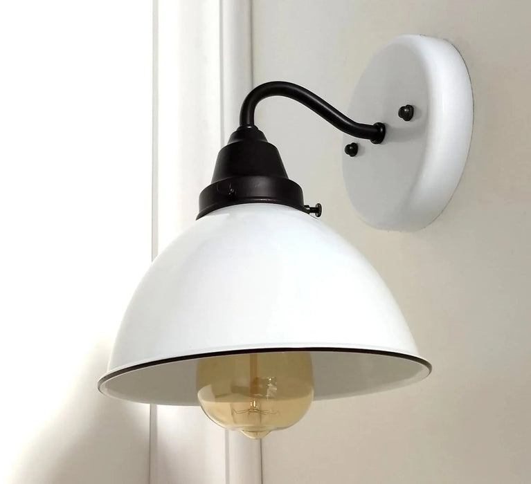 White Enamel Wall SCONCE Farmhouse Lighting - Sweatfully
