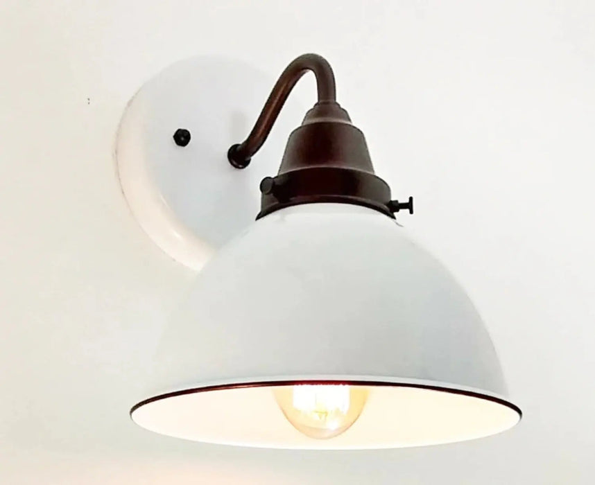 White Enamel Wall SCONCE Farmhouse Lighting - Sweatfully