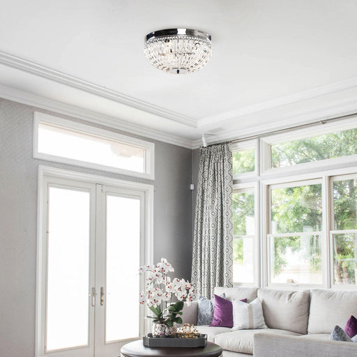 14" Erhard 3-Light Chrome Flush Mount Light - Sweatfully