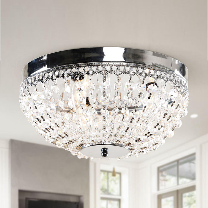 14" Erhard 3-Light Chrome Flush Mount Light - Sweatfully