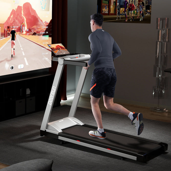 DeerRun A1 Pro Move+  6% Incline Foldable Treadmill——2025 Upgraded Chip & NFC Support | 350Lbs, 10mph Silver - Sweatfully