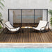 Outdoor Chaise Lounge Chairs Set of 3 with Acacia Side Table, Pool Lounge Chairs for Lawn, Deck, Beach - Sweatfully