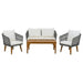 4 Pieces Outdoor Furniture Set with Loveseat, Patio Rope Conversation Set with Cushions for Backyard, Poolside, Garden - Sweatfully