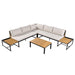 Patio Furniture Set with Loveseats, 4 Pieces Outdoor Sofa Set with Waterproof Cushions, Durable Iron-Wood Design for Garden, Backyard, Poolside - Sweatfully