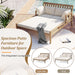 Outdoor Daybed, Patio Daybed with Four Pillows, Wooden Outdoor Bed with Curved Armrests for Poolside, Backyard, Garden - Sweatfully