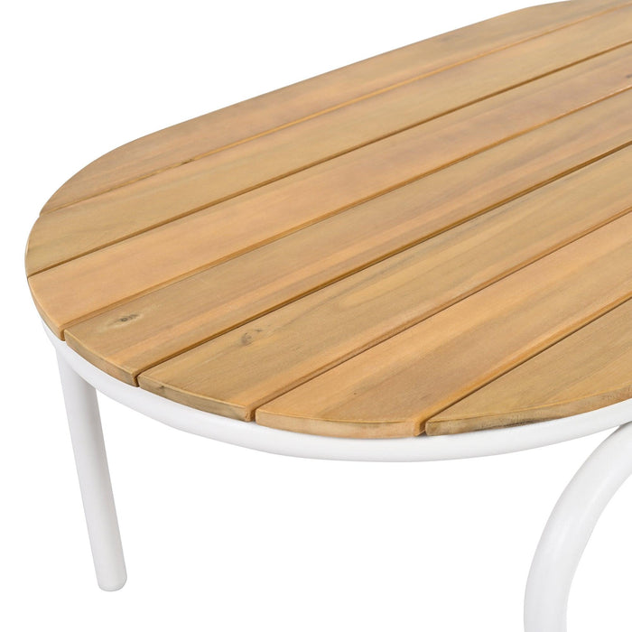 Outdoor Chaise Lounge Chairs Set of 3 with Acacia Side Table, Pool Lounge Chairs for Lawn, Deck, Beach - Sweatfully