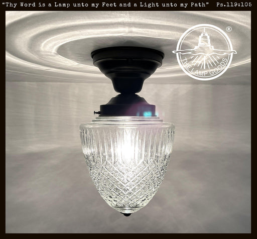 LARGE TAPERED DIAMOND 1950s Authentic Mid Century Glass Ceiling Light - Sweatfully