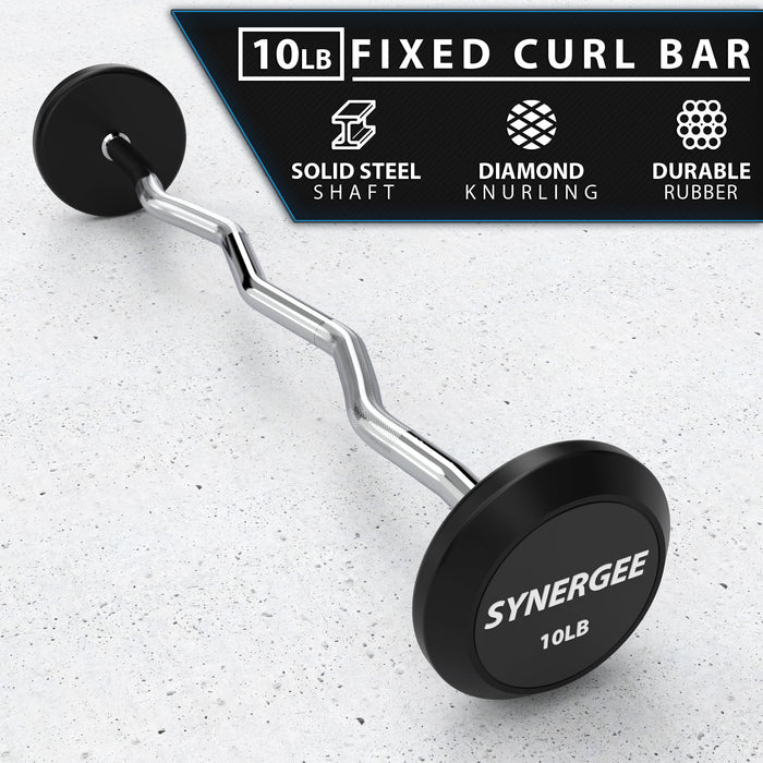 Synergee Fixed Easy Curl Barbell - Sweatfully