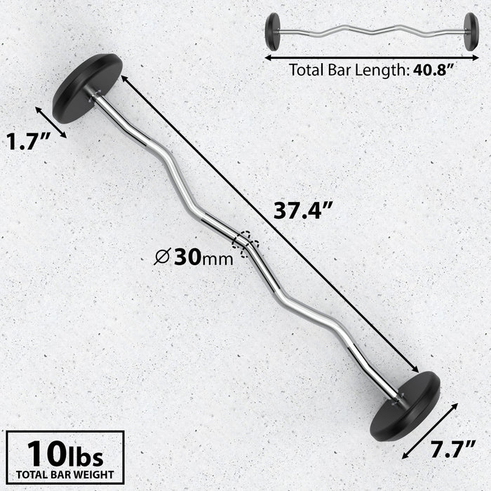 Synergee Fixed Easy Curl Barbell - Sweatfully