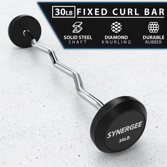 Synergee Fixed Easy Curl Barbell - Sweatfully