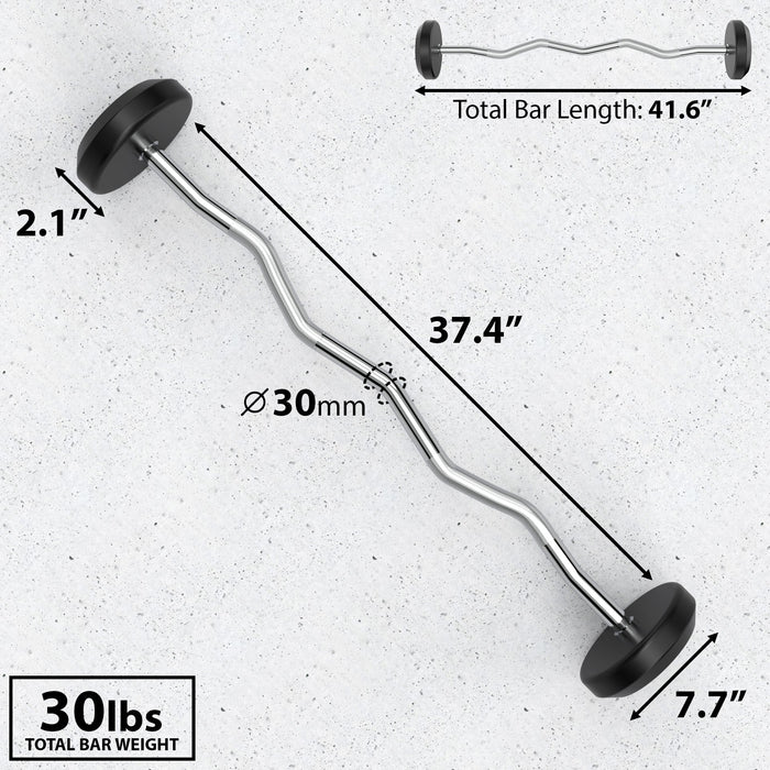 Synergee Fixed Easy Curl Barbell - Sweatfully