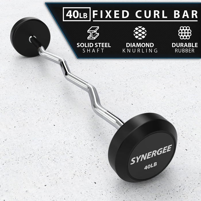 Synergee Fixed Easy Curl Barbell - Sweatfully