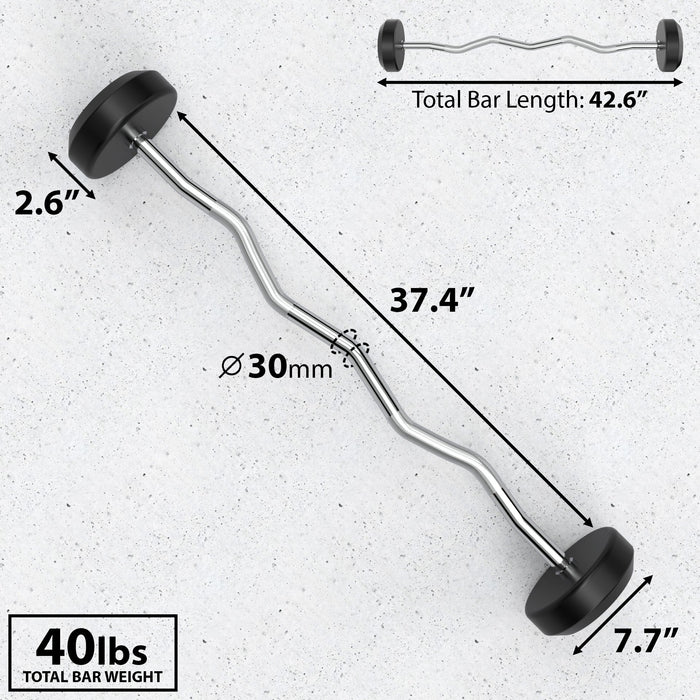 Synergee Fixed Easy Curl Barbell - Sweatfully