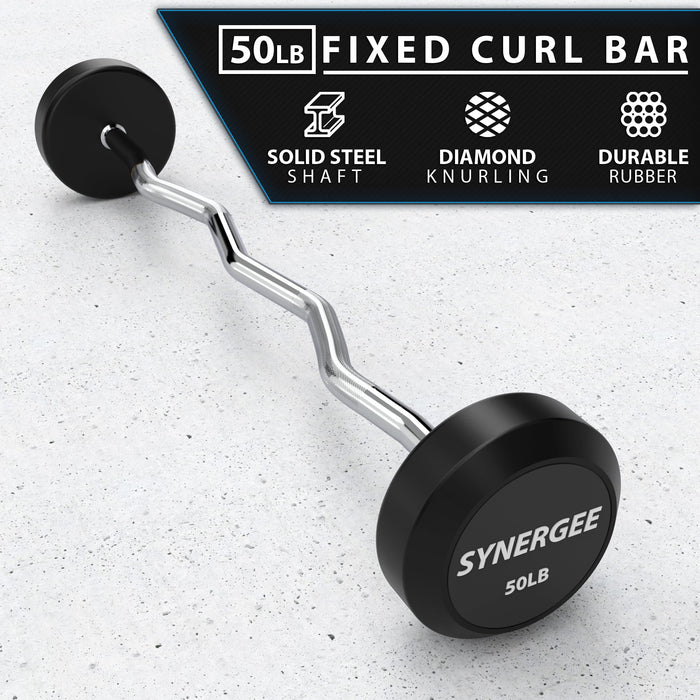 Synergee Fixed Easy Curl Barbell - Sweatfully
