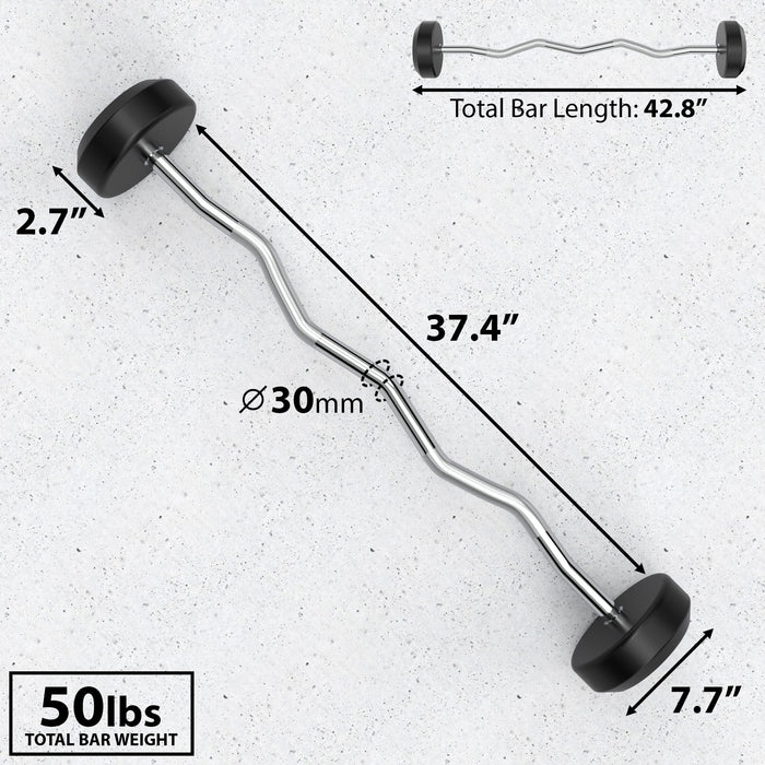 Synergee Fixed Easy Curl Barbell - Sweatfully
