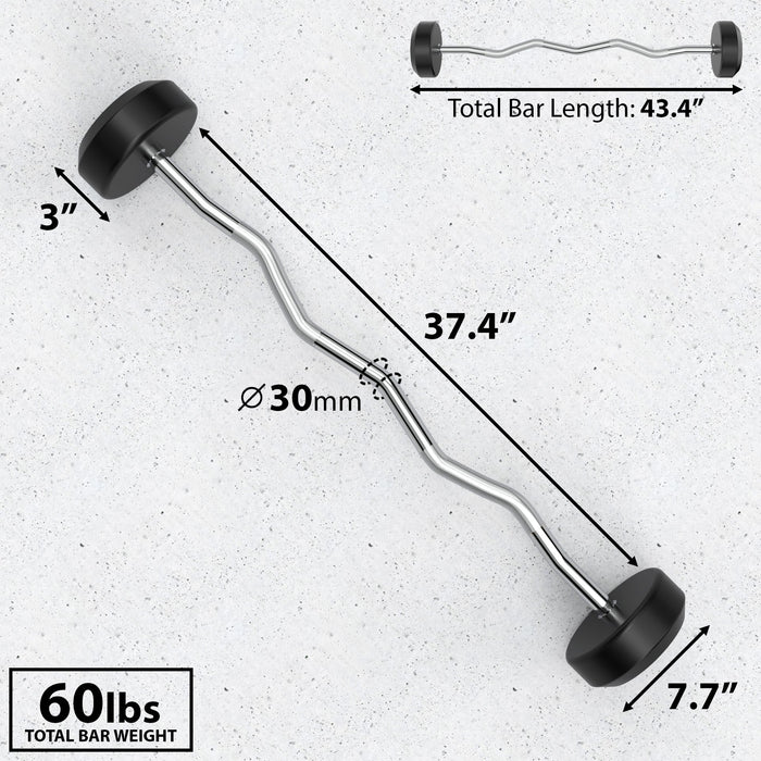 Synergee Fixed Easy Curl Barbell - Sweatfully