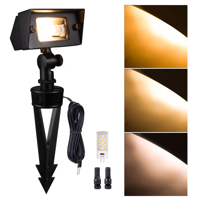 Gardenreet 12V Solid Brass Landscape Flood Light & Wall Wash Light, Low Voltage Wired Outdoor LED Flood Fixture for Wall,Tree and Buliding - Bronze/Black(2303) - Sweatfully