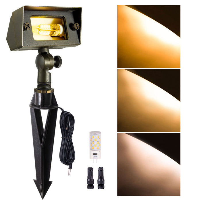 Gardenreet 12V Solid Brass Landscape Flood Light & Wall Wash Light, Low Voltage Wired Outdoor LED Flood Fixture for Wall,Tree and Buliding - Bronze/Black(2303) - Sweatfully