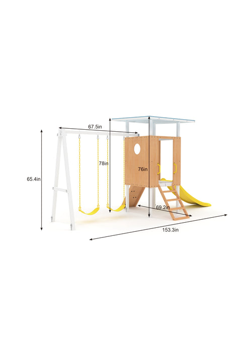 Forest Small Outdoor Toddler Swing Set | Compact Wooden Swing Frame for Babies & Kids - Sweatfully