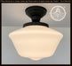 ELEGANT SCHOOLHOUSE Authentic Historical 1930's Antique Milk Glass Ceiling Light - Sweatfully