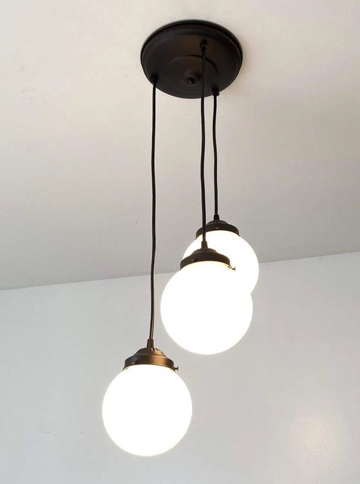 Milk Glass Chandelier Pendant Trio - Sweatfully