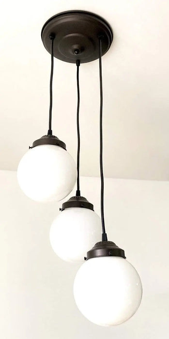 Milk Glass Chandelier Pendant Trio - Sweatfully