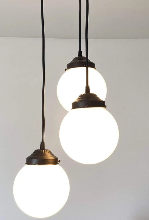 Milk Glass Chandelier Pendant Trio - Sweatfully