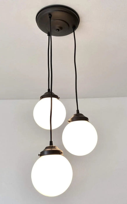 Milk Glass Chandelier Pendant Trio - Sweatfully