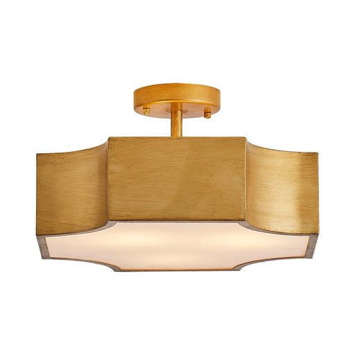 3-Light Vintage Golden LED Semi Flush Mount Light for Entrance, Closet, Kitchen - Sweatfully