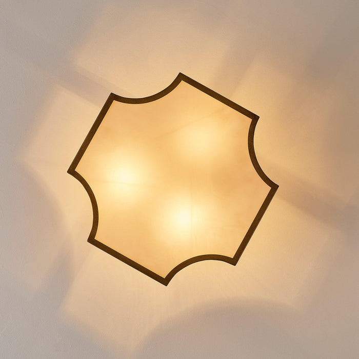 3-Light Vintage Golden LED Semi Flush Mount Light for Entrance, Closet, Kitchen - Sweatfully