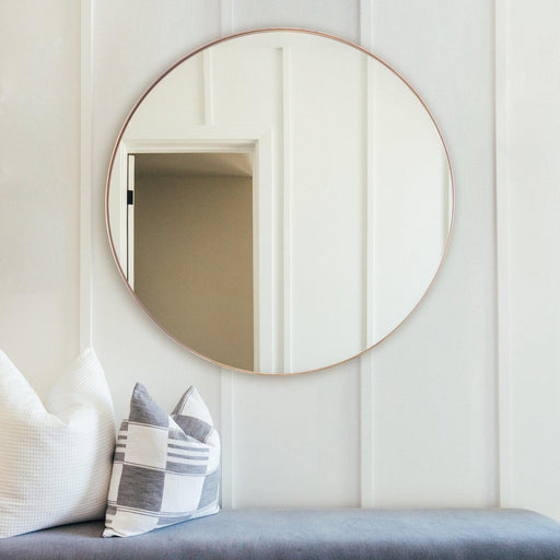 Golden Modern Round Framed Wall Mirror - Sweatfully