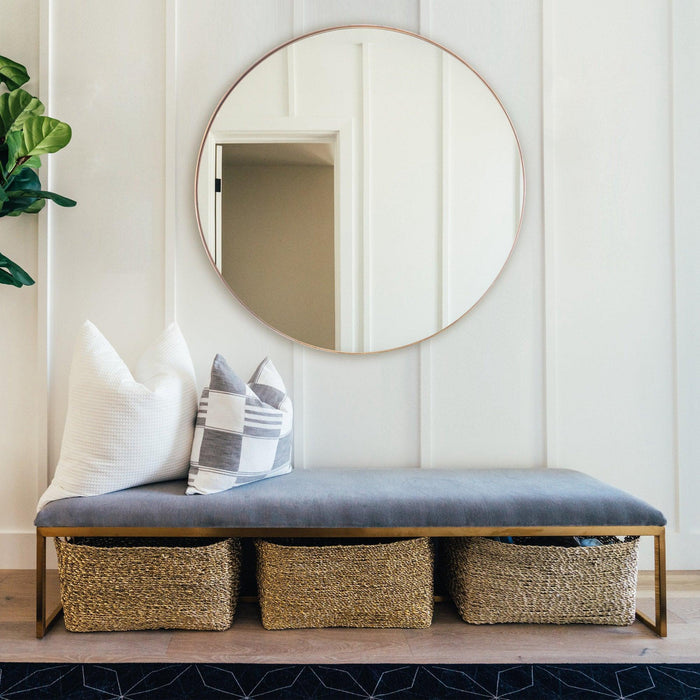Golden Modern Round Framed Wall Mirror - Sweatfully