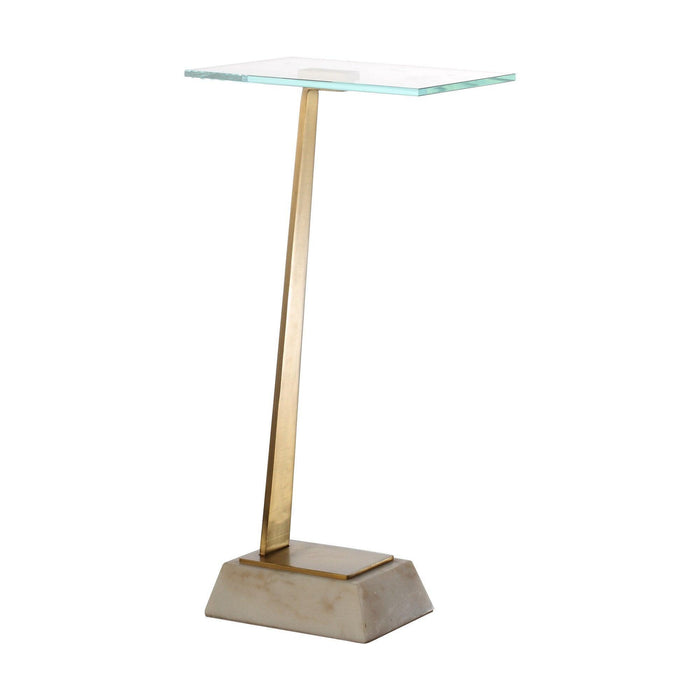 Golden Square Side Table with Marble Base - Sweatfully