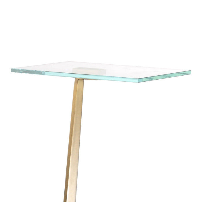 Golden Square Side Table with Marble Base - Sweatfully