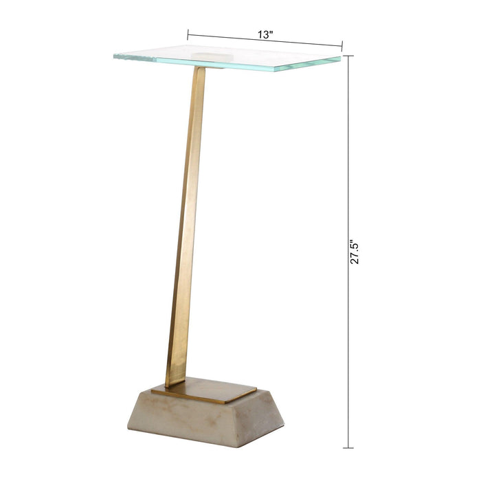 Golden Square Side Table with Marble Base - Sweatfully