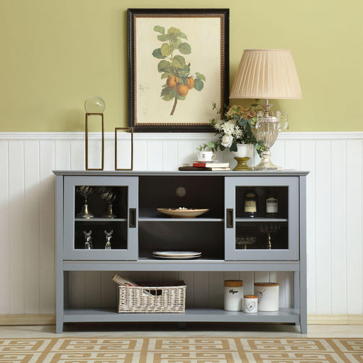 Gray MDF Console Cabinet with Sliding Door - Sweatfully