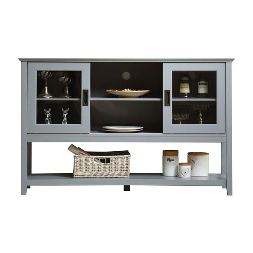Gray MDF Console Cabinet with Sliding Door - Sweatfully