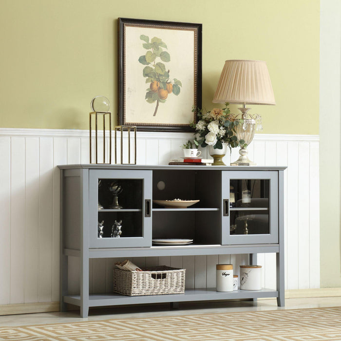 Gray MDF Console Cabinet with Sliding Door - Sweatfully
