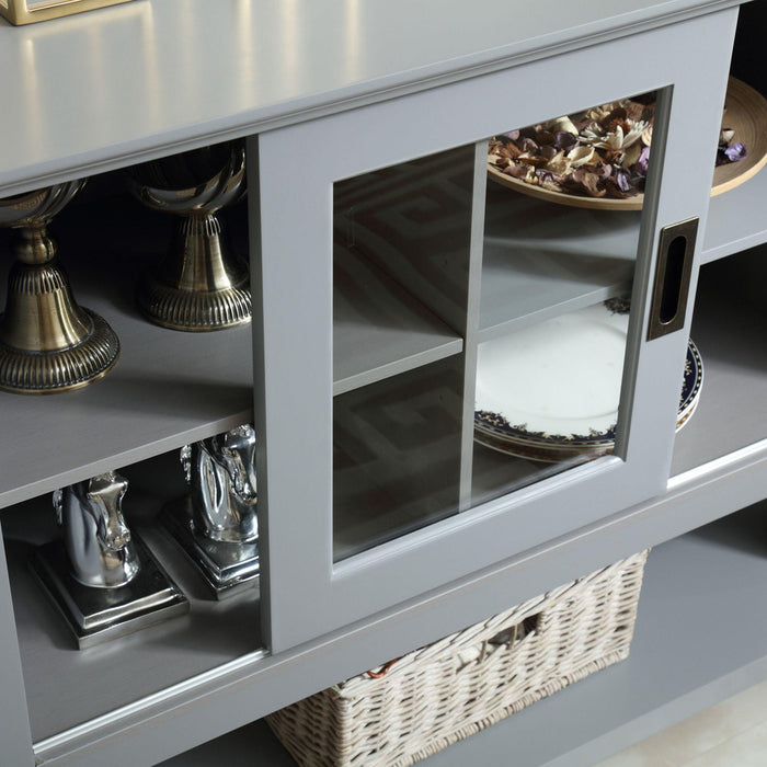 Gray MDF Console Cabinet with Sliding Door - Sweatfully