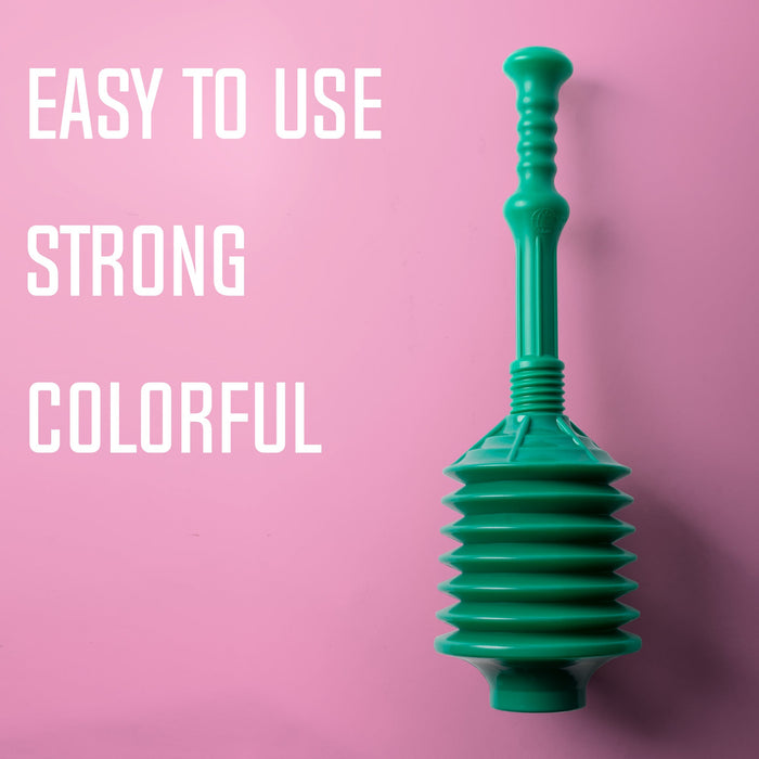 Bellows Accordion Toilet Plunger (Green) - Sweatfully