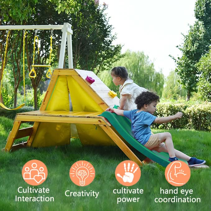 Palm - 5-in-1 Outdoor and Indoor Playground Playset - Sweatfully