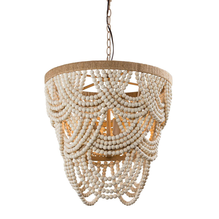Hatfield 4-Light Bohemia Style Wood Beaded Chandelier - Sweatfully