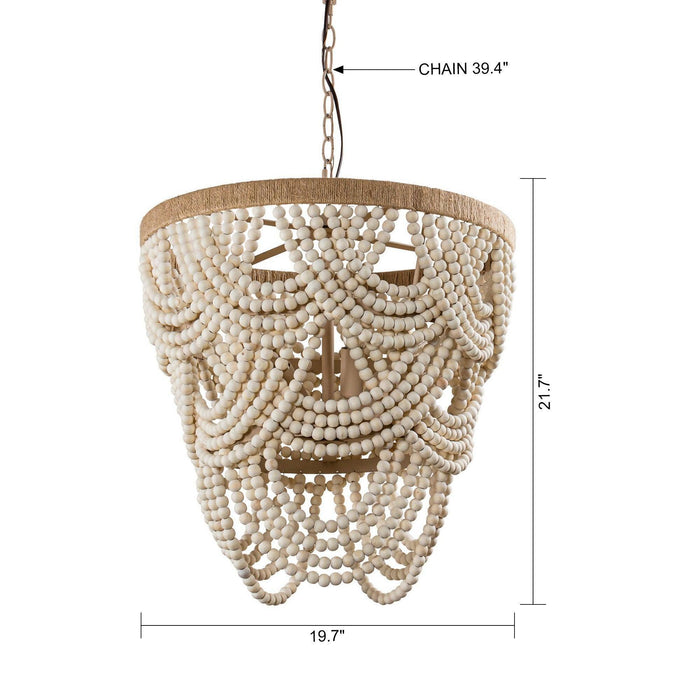 Hatfield 4-Light Bohemia Style Wood Beaded Chandelier - Sweatfully