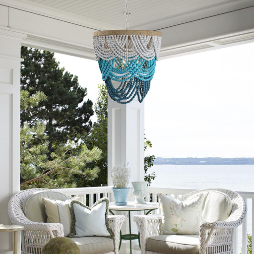 Hatfield 4-Light Bohemia Style Wood Beaded Chandelier - Sweatfully