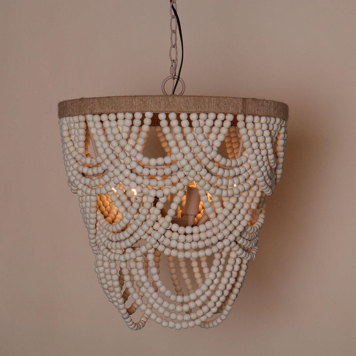 Hatfield 4-Light Bohemia Style Wood Beaded Chandelier - Sweatfully