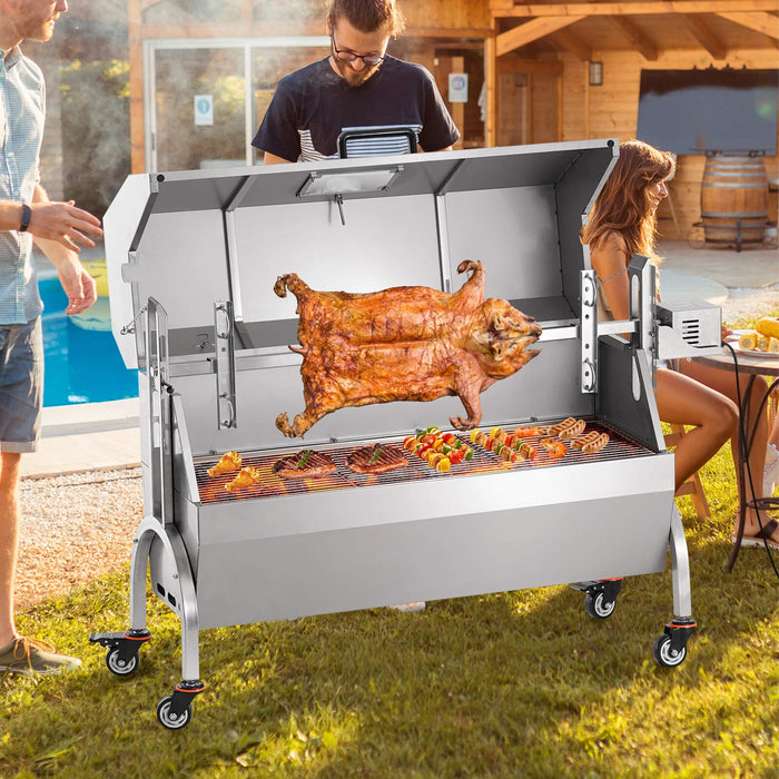 Heavy-Duty 52W Spit Roaster Rotisserie BBQ Grill For Pig, Lamb And Chicken (SAK59286) - Sweatfully