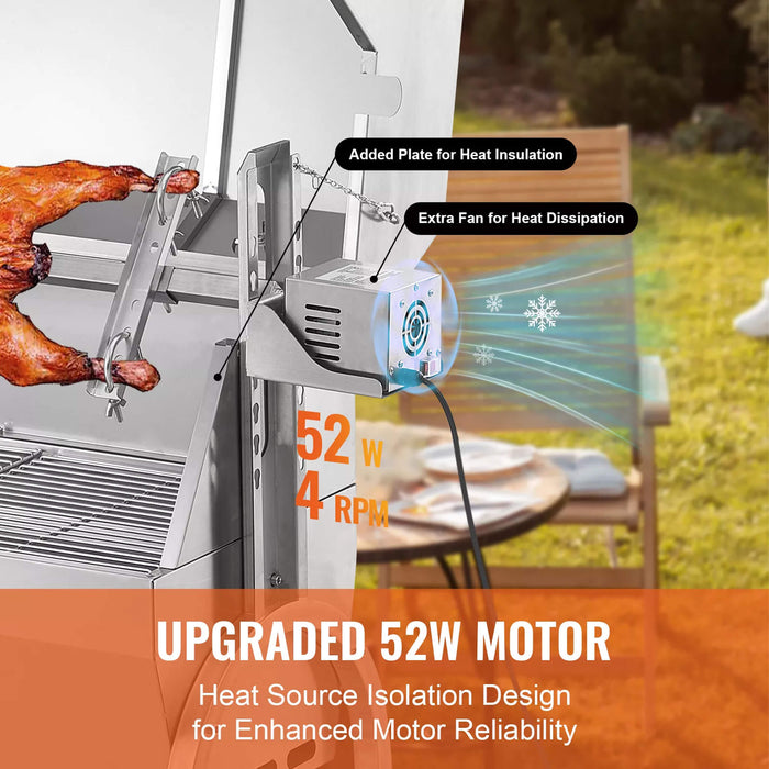 Heavy-Duty 52W Spit Roaster Rotisserie BBQ Grill For Pig, Lamb And Chicken (SAK59286) - Sweatfully