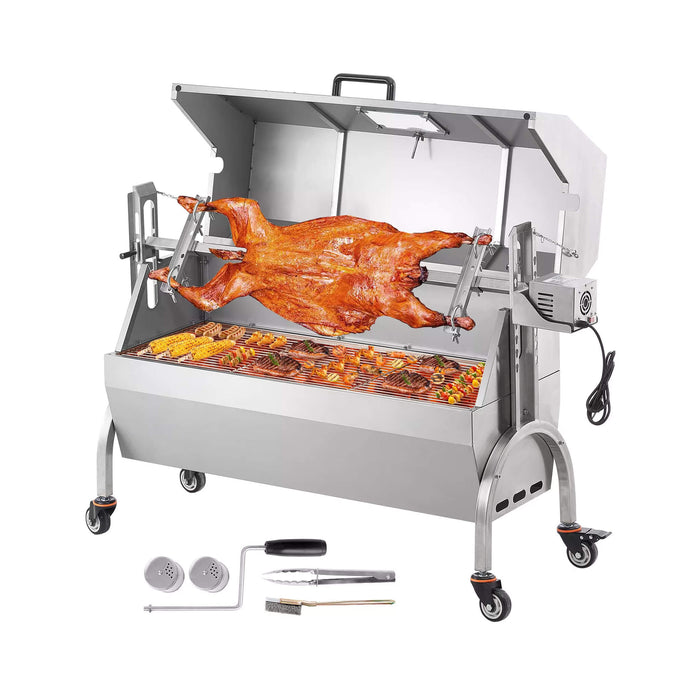 Heavy-Duty 52W Spit Roaster Rotisserie BBQ Grill For Pig, Lamb And Chicken (SAK59286) - Sweatfully
