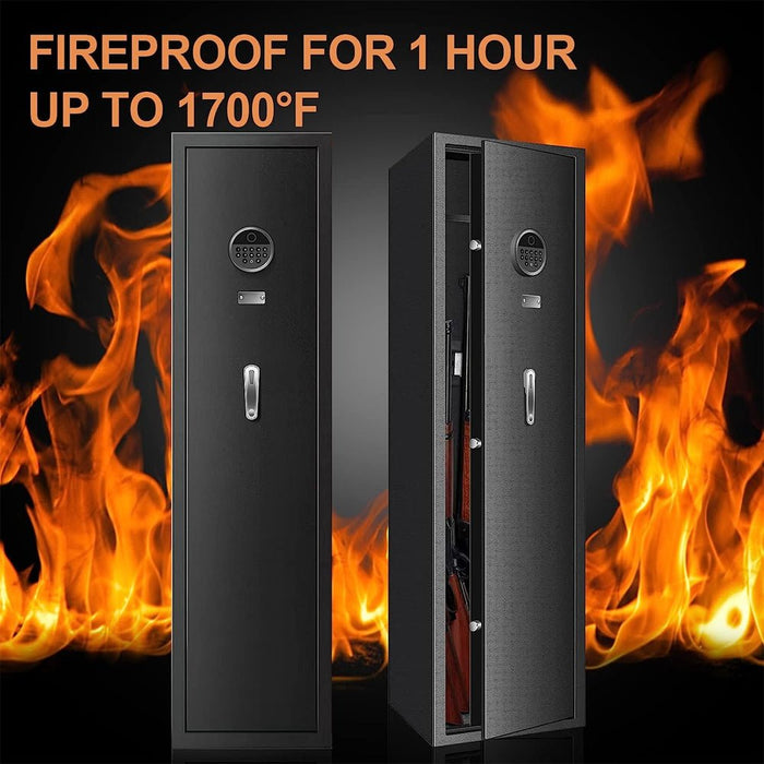 57" Heavy Duty Anti-Theft Fireproof Biometric Gun Rifle Pistol Safe For Home, 11-12 Guns (SAK53816) - Sweatfully